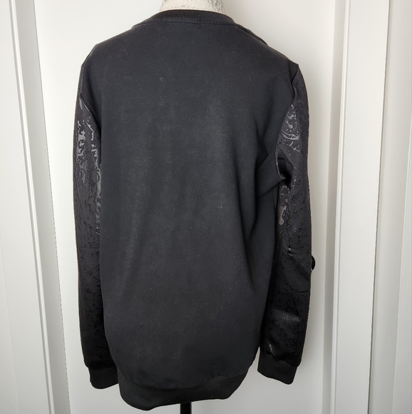 Black Sweatshirt with Peacock and Floral Design - Picture 4 of 11